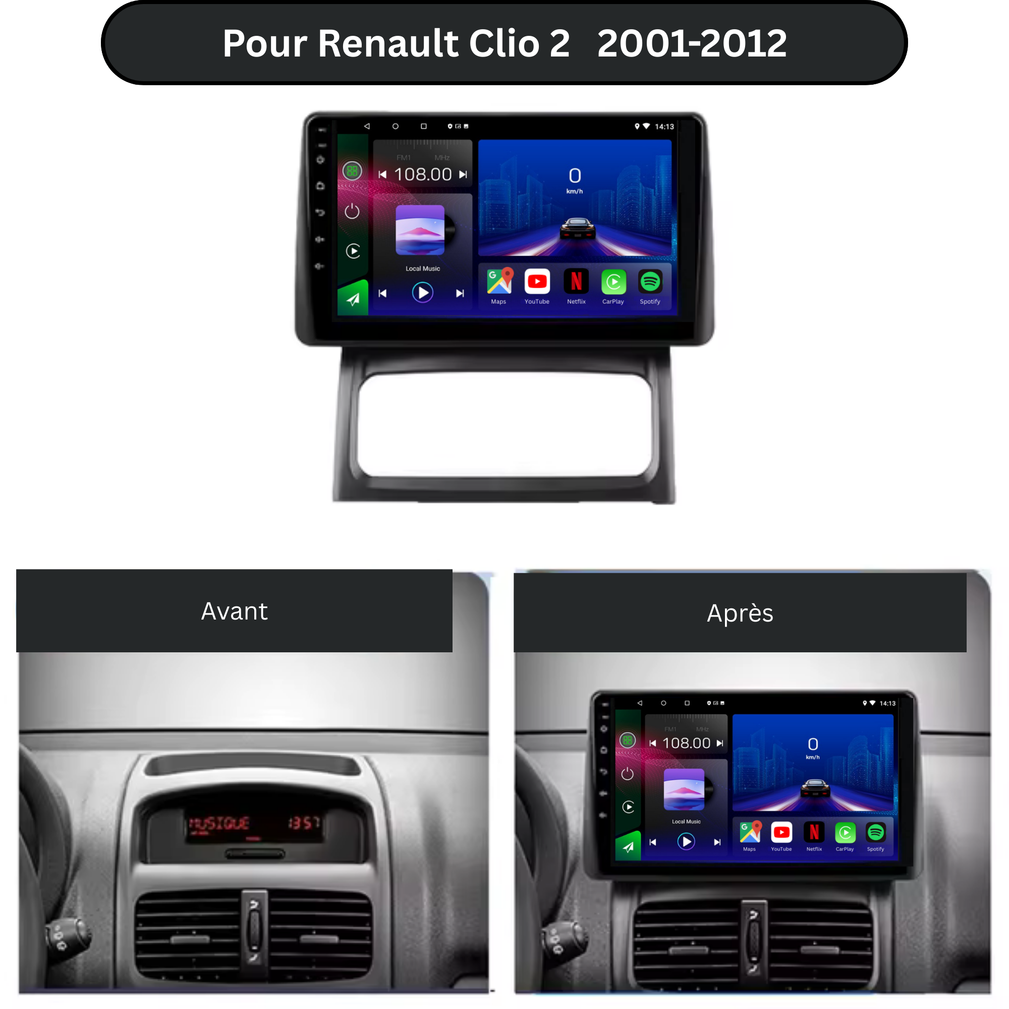Renault Clio 2 | 2001-2012 | Android 13 Autoradio | Apple CarPlay | Android Auto - AutoMedia.at