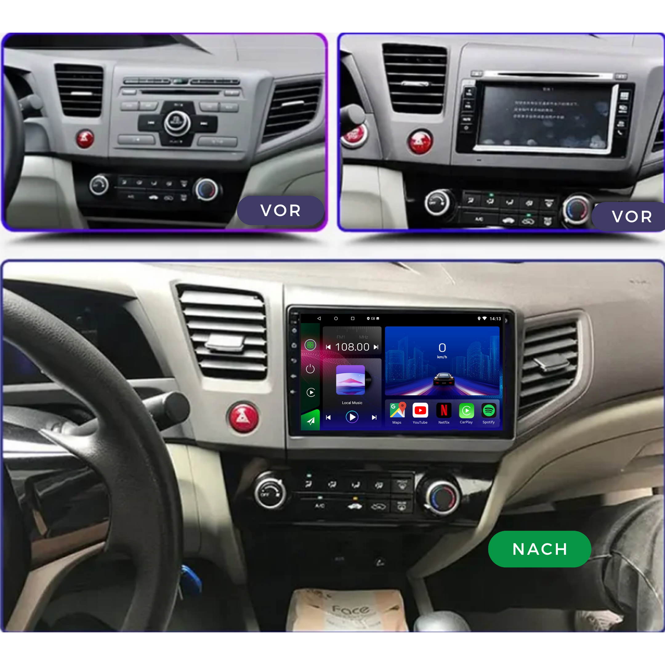 Honda Civic | 2012-2016 | Android 13 Autoradio | Apple CarPlay | Android Auto - AutoMedia.at